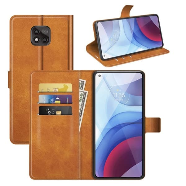 Wallet-style Lær Etui til Motorola Moto G Power (2021) - Brun Brown