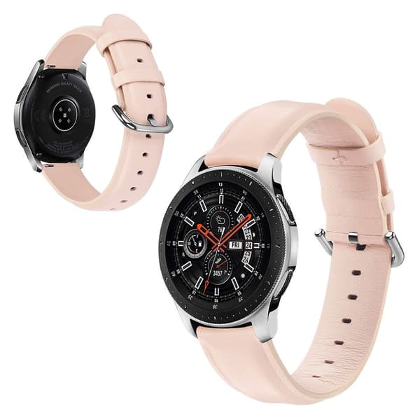Samsung Galaxy Watch (42mm) ægte læder Urrem - Lyserød Pink