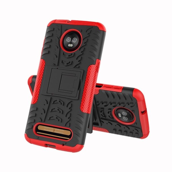 Motorola Moto Z3 Play cool dæk kickstand hybrid case - Rød Red