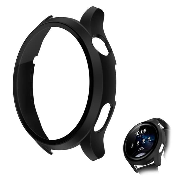 Matte cover + tempered glass screen protector for Huawei Watch 3 Pro - Black Transparent