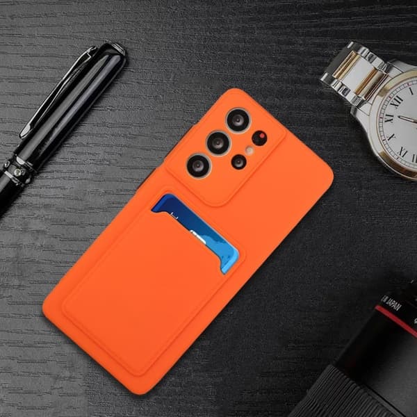 Card Holder Deksel til Samsung Galaxy S21 Ultra - Oransje Orange