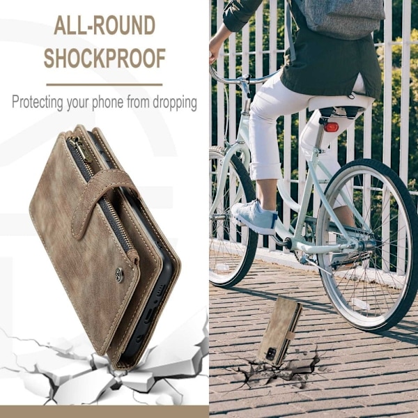 CaseMe Samsung Galaxy A71 etui med lynlås og pung - Brun Brown