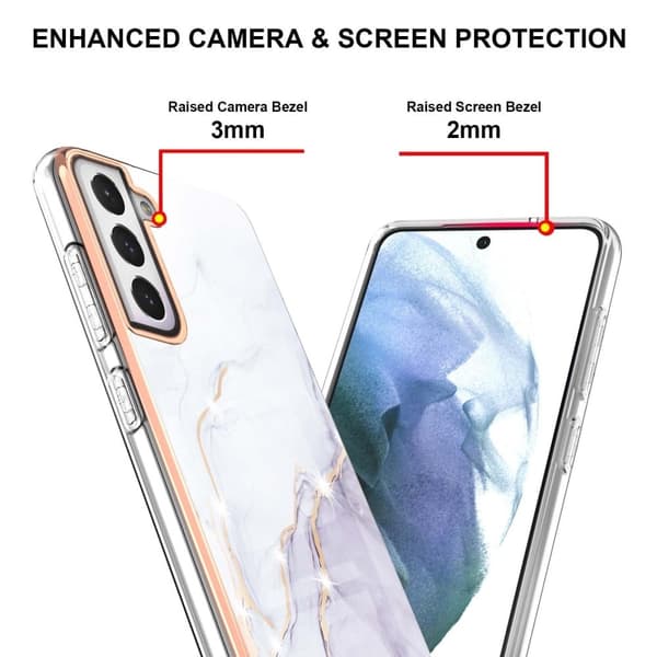 Marble Samsung Galaxy S21 FE Etui - Hvit Klinkekule Haze White