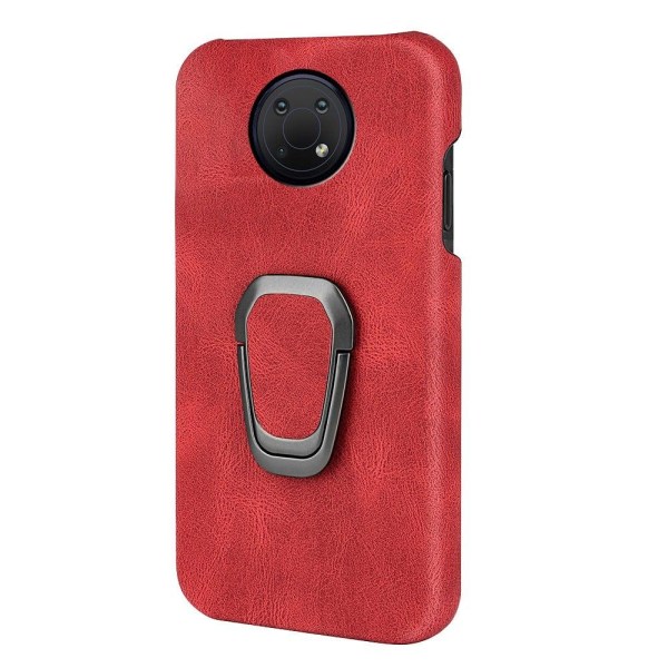 Stødsikkert lædercover med oval kickstand til Nokia G10 - Rød Red