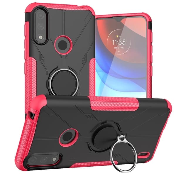 Kickstand-cover med magnetisk plade til Motorola Moto E7 Power - Rose Pink