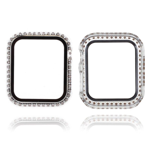 Ramme med rhinestone-dekor og hærdet glas til Apple Watch Series 3/2/1 42mm - Transparent Transparent