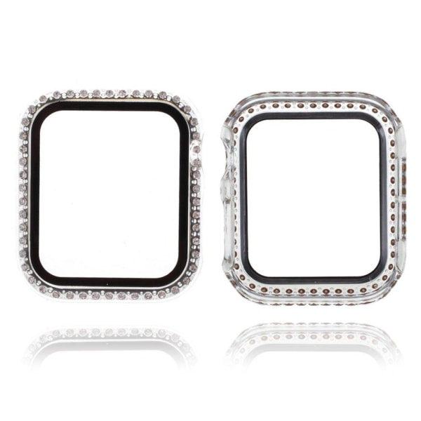 Rhinestone décor frame with tempered glass for Apple Watch Serie Transparent