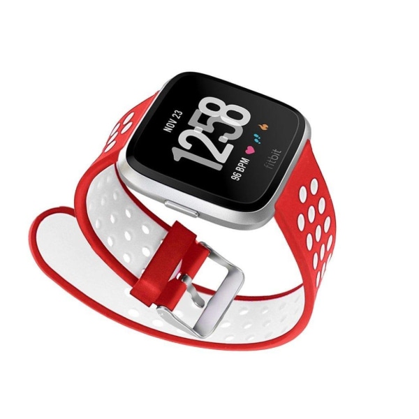Fitbit Versa klockarmband silikon dubbelfärgad - Vit och röd multifärg