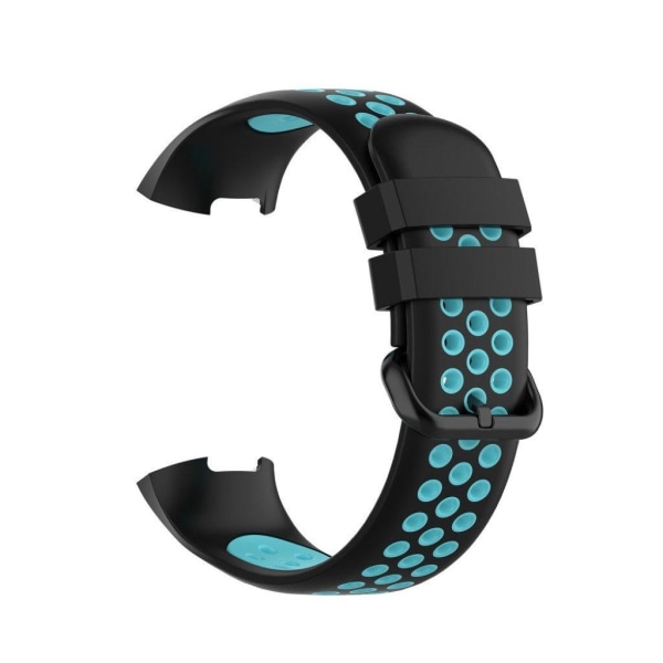 Fitbit Charge 3 / 4 tvåfärgad silikon klockarmband - svart / cya Svart