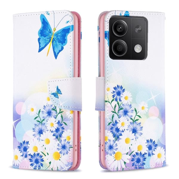 Wonderland Xiaomi Redmi Note 13 4G flip-etui - Sommerfugl Og Blomster Pink