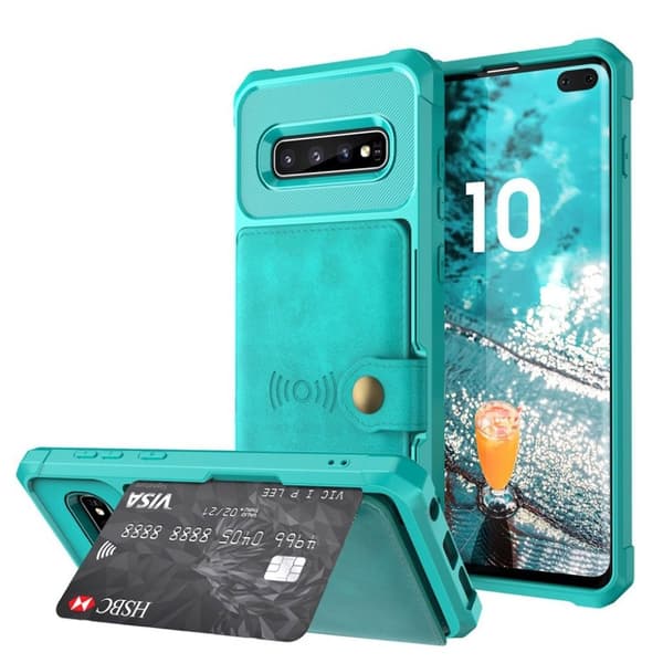 Samsung Galaxy S10 Plus lompakko suojakotelo - Vihreä Green