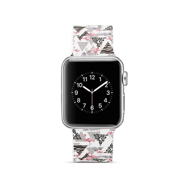 Apple Watch Series 4 40mm kuviollinen joustava silikooni muovinen kellon vaihto ranneke - Flamingo Multicolor