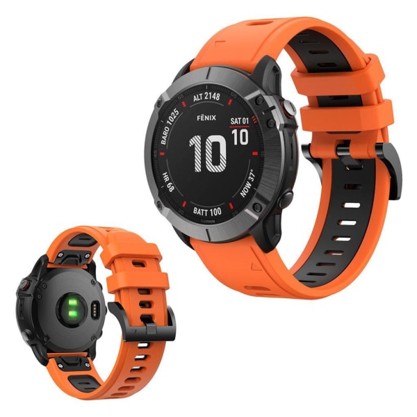 Bi-color silicone watch band for Garmin device - Orange / Black Orange