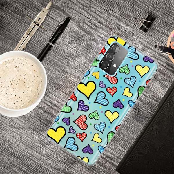 Deco Samsung Galaxy A73 Suojakotelo - Colorful Hearts Multicolor