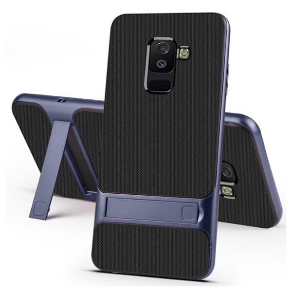 ELEGANCE Samsung Galaxy A6 Plus (2018) mobilskal silikon utfällbart ben - Blå Blå