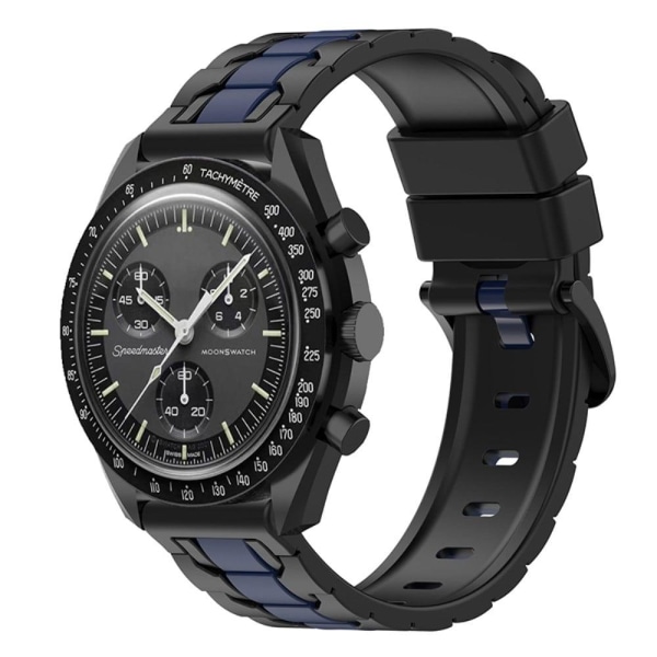 Omega Joint Mission MoonSwatch dual color silicone watch strap - Svart