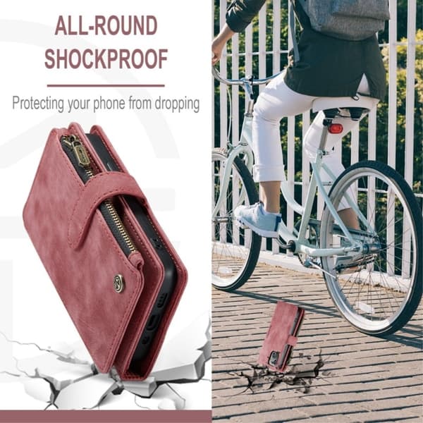 CaseMe iPhone 13 Mini etui med lynlås og pung - Rød Red