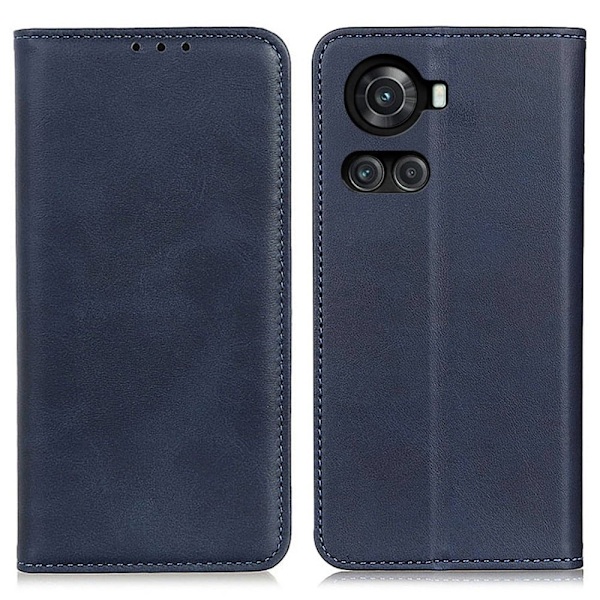 Äkta läder OnePlus 10R / OnePlus Ace fodral - Blå Blå