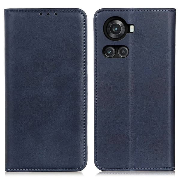 OnePlus 10R / OnePlus Ace flip etui i ægte læder med pung – Blå Blue