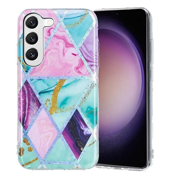 Deco Samsung Galaxy S23 Plus Etui - Electroplated Trekant Rhombus Multicolor