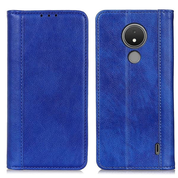 Nokia C21 ægte læderetui med magnetisk lukning - Blå Blue