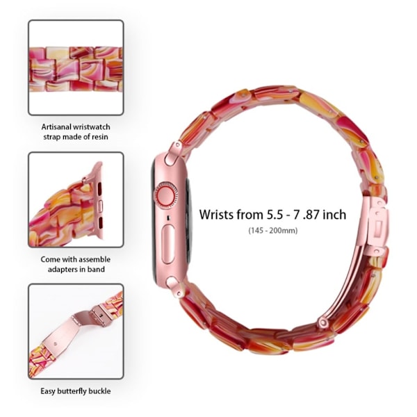 3 helmen hartsityylinen kellohihna kirkkaalla suojuksella Apple Watch Series 3/2/1 42mm - Punainen Sekoitus Red