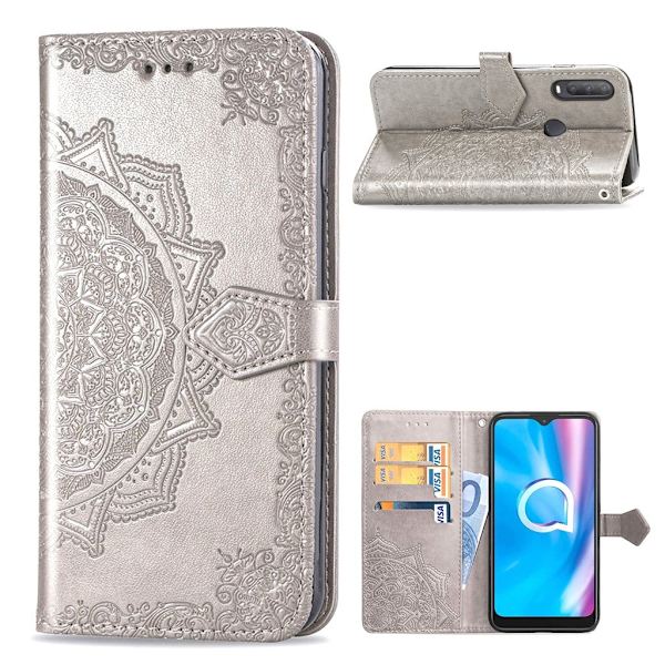 Mandala Alcatel 1s (2020) Flippetui - Grå Silver grey