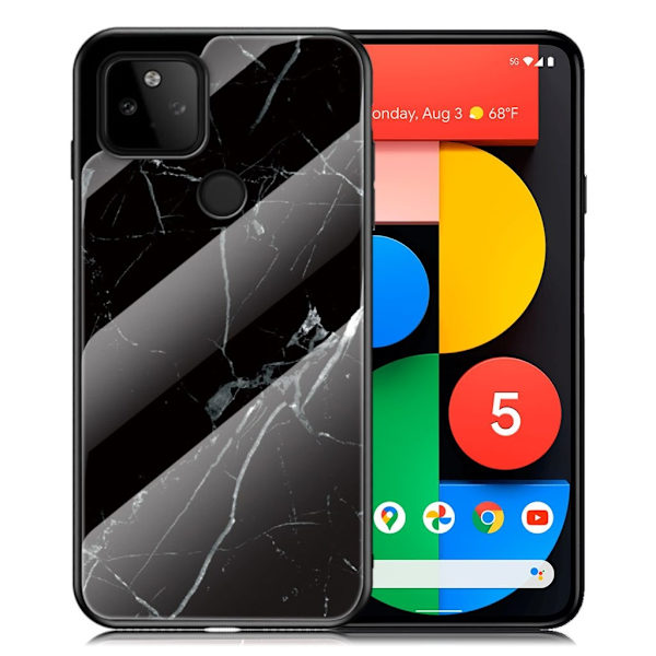 Fantasy Marble Google Pixel 5a deksel - Svart Marmor Black