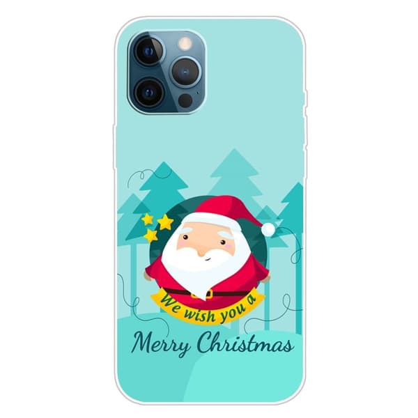iPhone 16 Pro Fodral Julmönster Tryck Mjukt Flexibelt Telefonskydd - Tomte Blå