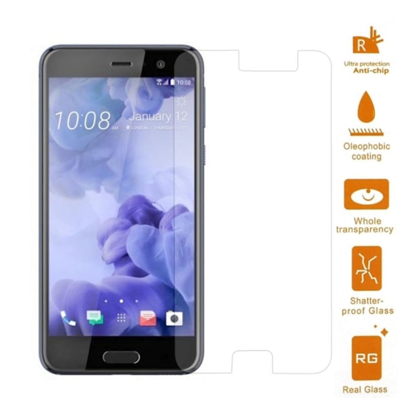 HTC U Play skærmbeskytter som er lavet af 0.3 mm glas Transparent