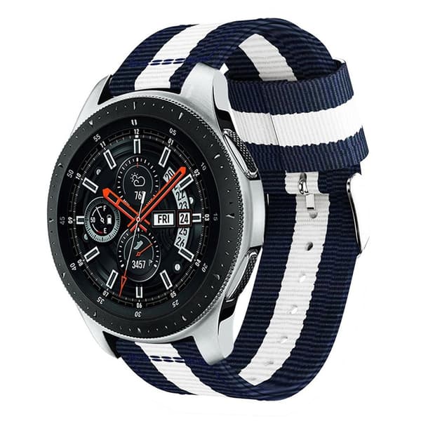 Samsung Galaxy Watch (46mm) erstatnings urrem i nylon - Blå/Hvid Multicolor