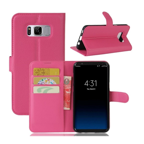 Samsung Galaxy S8+ lychee textur läderfodral - Varm rosa Rosa