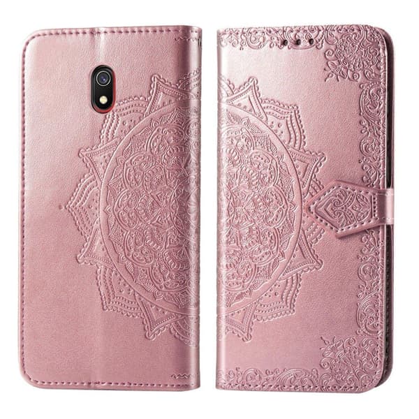 Mandala Xiaomi Redmi 8A Flip kotelot - Ruusukulta Pink