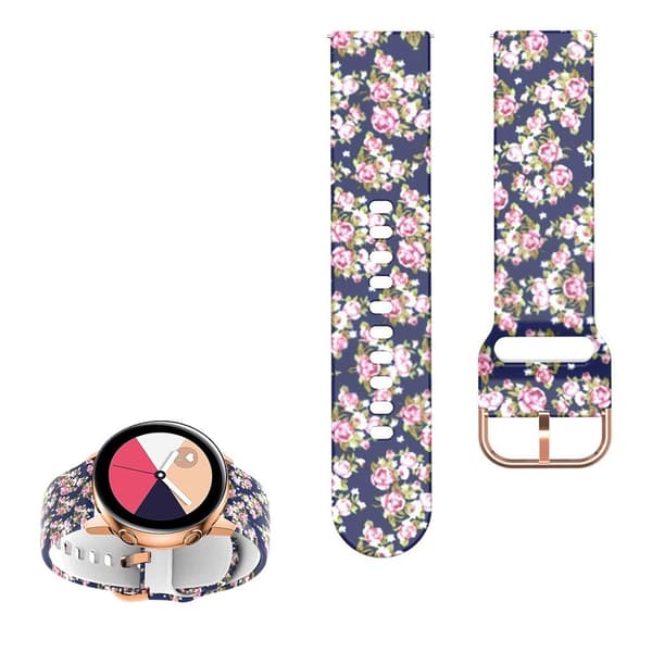 22 mm universal klockarmband i silikon med coolt mönster - Vackra Rosor multifärg