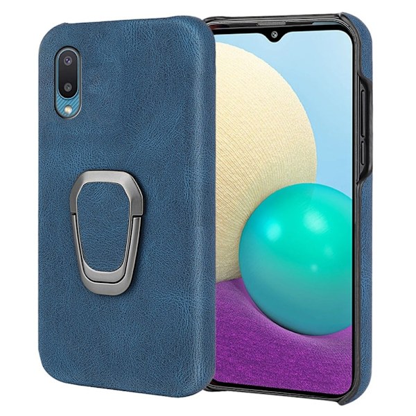 Stötsäkert läderfodral med oval kickstand för Samsung Galaxy M02 / A02 - Blå Blå