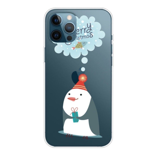 Christmas iPhone 12 / 12 Pro fodral - pingvin Wants Fish Vit