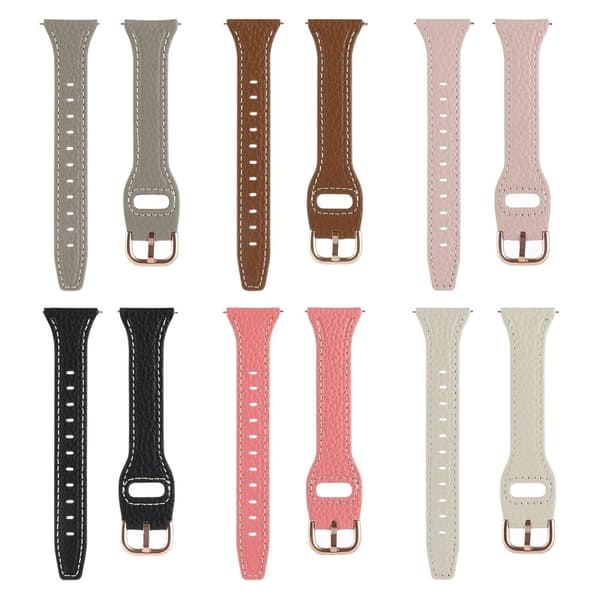 20 mm Universal klockarmband i äkta läder med litchitextur - Mörkrosa Rosa