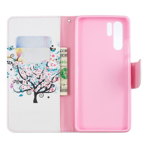 Huawei P30 Pro kuosillinen nahkainen flip Suojakotelo - Kukkainen Puu Multicolor