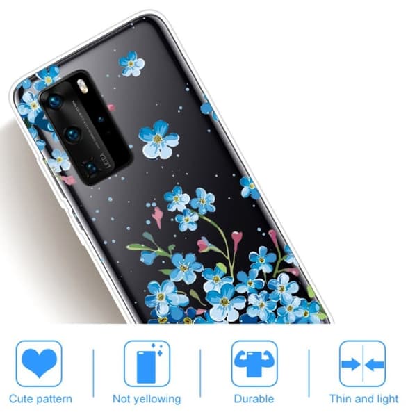 Deco Huawei P40 deksel - Blå blomst Blue