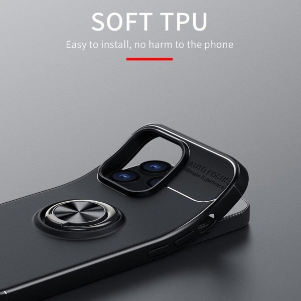 Anti-fall Phone Cover med ringholder Kickstand Soft Flexible Bac Black