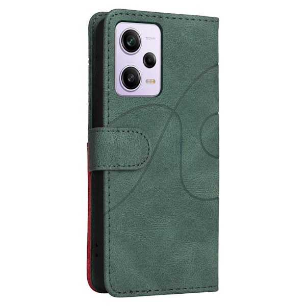 Texturerat läder Xiaomi Poco X5 Pro / Xiaomi Redmi Note 12 Pro / Xiaomi Redmi Note 12 Pro Speed fodral med handledsband - Grön Grön