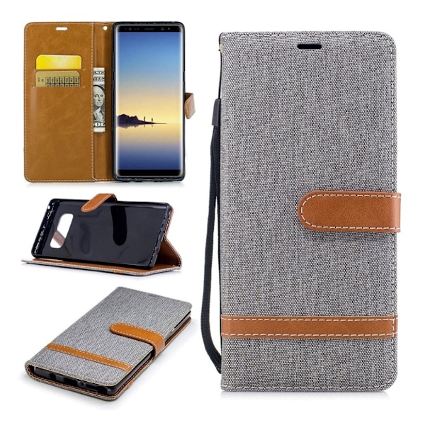 Samsung Galaxy Note 8 Tofarvet læder etui - Grå Silver grey