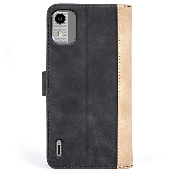 Tofarget lærdeksel for Nokia C12 Plus / Nokia C12 / Nokia C12 Pro - Svart Black