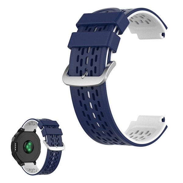 Dual color silicone watch band for Garmin devices - Blue / White Blå