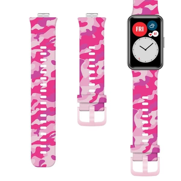 camouflagemønster silikone rem til Huawei Watch Fit - pink Pink