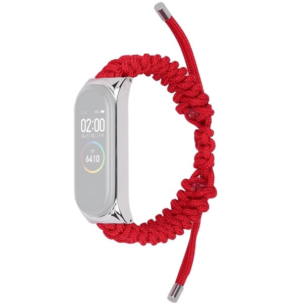 Xiaomi Mi Smart Band 6 / 5 nylonflettet urrem - Rød Red
