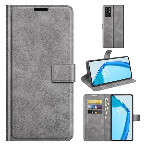 Wallet-style Læder Etui til Oneplus 9r - Grå Silver grey