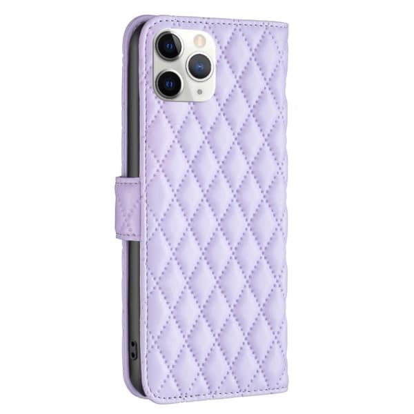 Rombemønster, matt flip-deksel for iPhone 11 Pro - Lilla Purple