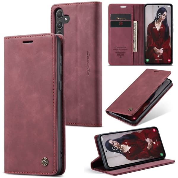 CaseMe Samsung Galaxy A55 vintage-kotelo - Punainen Red