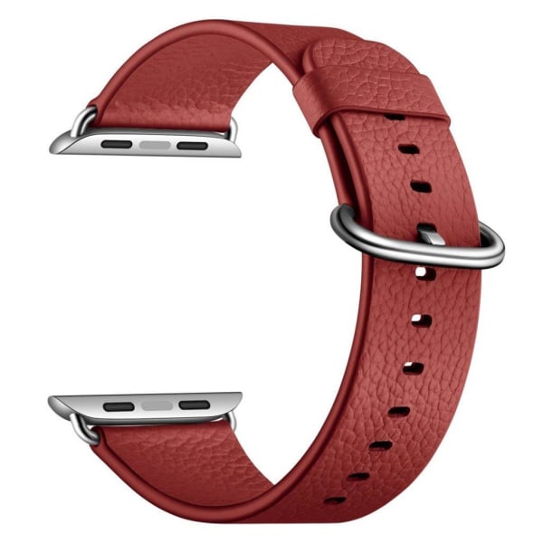 Apple Watch Series 5 40mm litchi genuine leather watch band - Re Red
